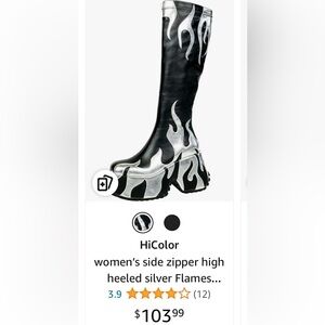 Amazon HiColor Women’s Black and Silver Flames Boot-‎ 6